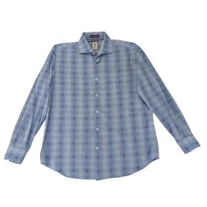 Robert Graham Stretch Button-down Dress Shirt Tailored Fit Men's Medium Large 16